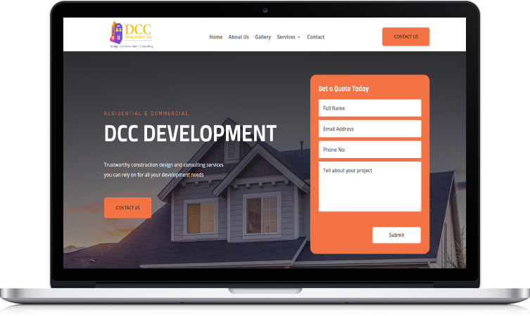 Laptop showing a web design mockup Laptop showing a web design mockup